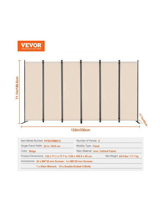 Vevor Dekorativer Raumteiler Stoff 311x180.5cm