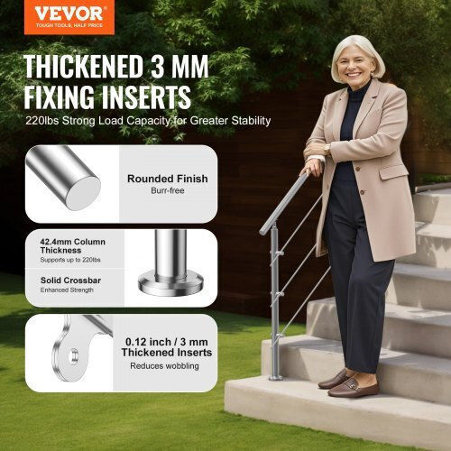 Vevor Handrails 59in Outdoor Steps 3 Crosses Porch Deck Bxgslzfs150cbu3ngv0