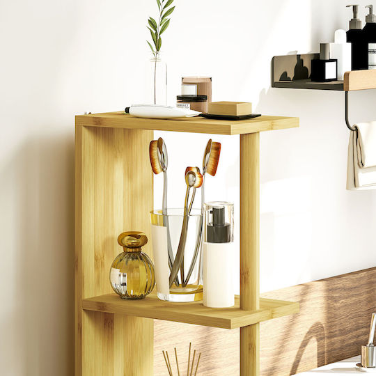 HomCom Floor Bathroom Column Cabinet L18xD30xH120cm Brown
