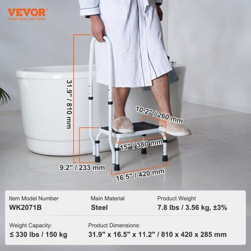 Vevor Σκαλοπάτι Ρυθμιζόμενο 3 Θέσεων Χειρολαβή Μέγιστο Φορτίο 150kg Rvs Jytdgybdfsfgrm69cv0