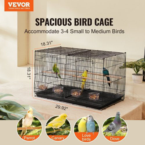 Vevor Bird Cage 76x46.5x46.5cm. Black