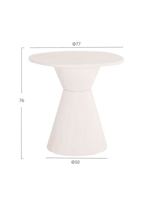 Round Table Dining Room Wooden Off-white 77x77x76cm