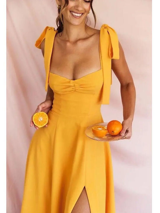 Sommer Midi Damenkleid für Hochzeit - Taufe Gelbe