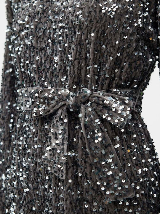 Rochie de Seara Mini din Catifea Gri