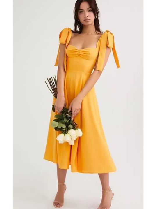 Sommer Midi Damenkleid für Hochzeit - Taufe Gelbe
