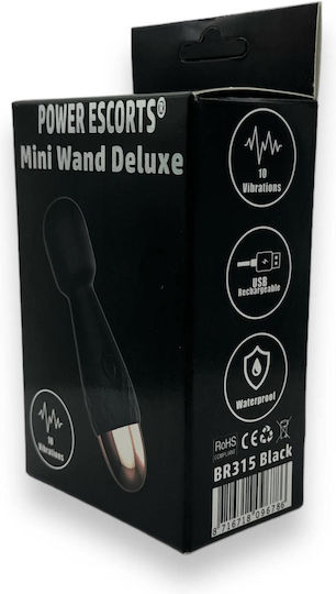 Power Escorts Mini Wand De Luxe Negru 11,6 cm 4,5 inch Masajer din Silicon
