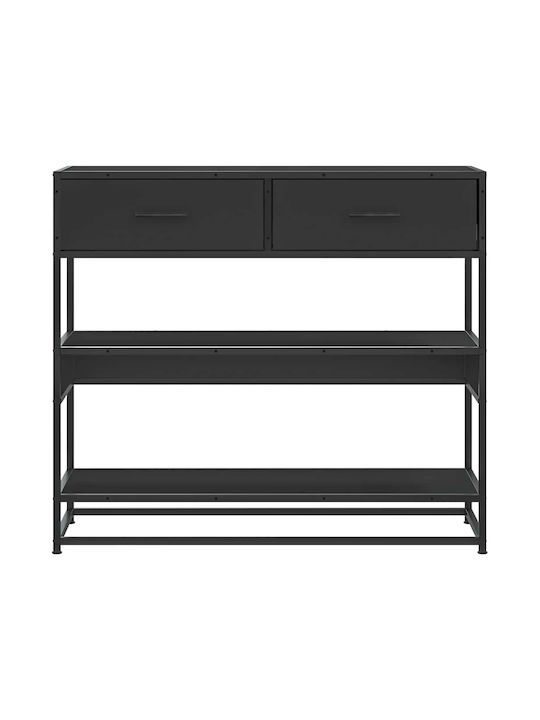 Console Table Wood & Metal Black Velvet-Black Metal L90xW35xH80cm