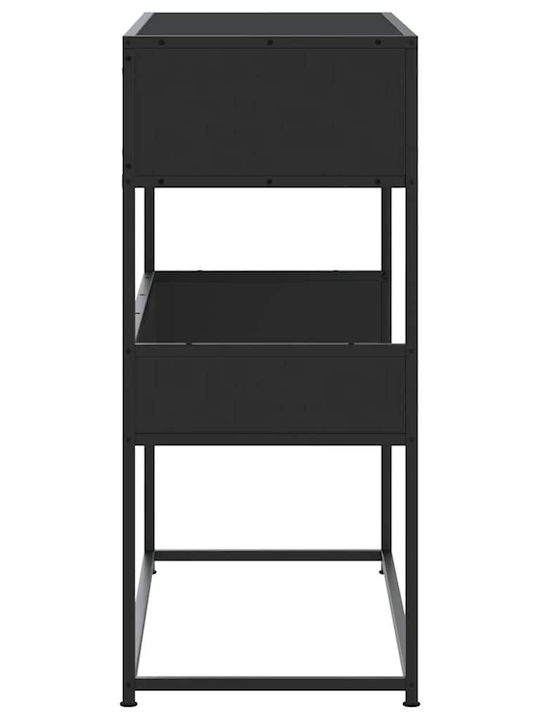 Console Table Wood & Metal Black Velvet-Black Metal L90xW35xH80cm