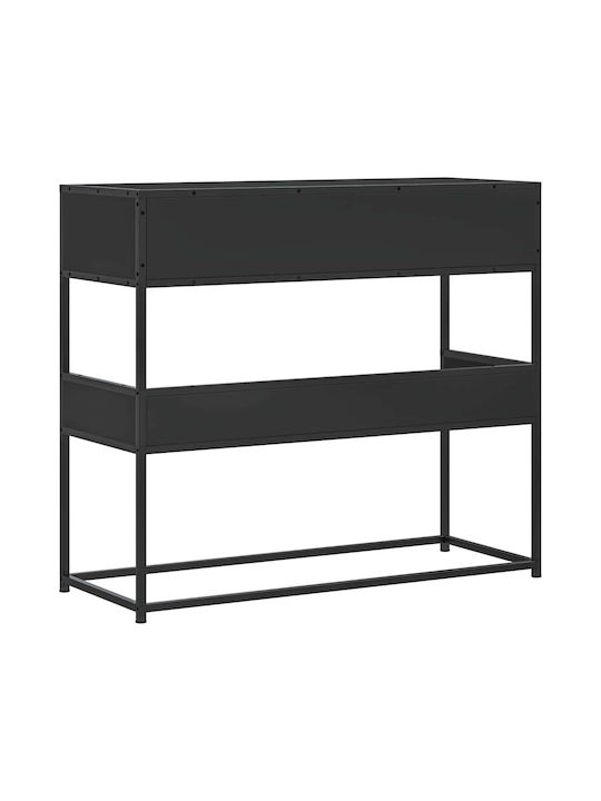 Console Table Wood & Metal Black Velvet-Black Metal L90xW35xH80cm
