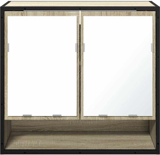 vidaXL Badezimmerspiegel aus Metall mit Schrank 65x20cm Braun