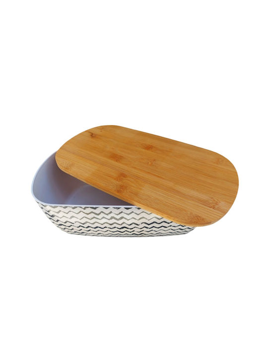 Bread Box Wooden White 35x18x14cm