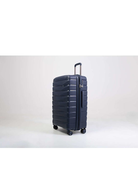 Paulter Large Hard Blue Suitcase With 4 Wheels Height 76cm
