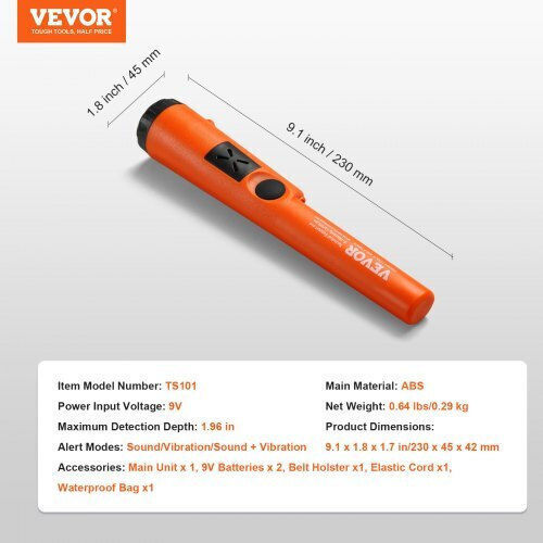 Vevor JCKJSTCBFIP66NR7EV9 Ανιχνευτής Μετάλλων Χειρός με Αδιάβροχο Πηνίο