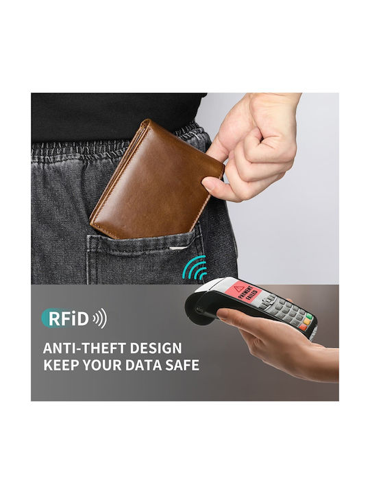 Кожен Мъжки Портфейл с RFID Кафяв