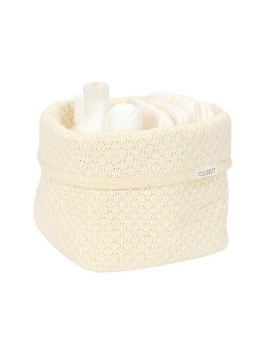 Little Dutch Καλαθάκι Αλλαξιέρας Πλεκτό Pure Soft White 15x15cm