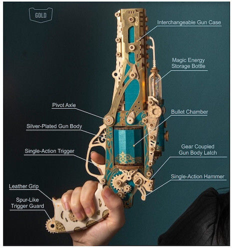 Classic Golden Revolver Hc Wood Puzzle 3D 176pcs