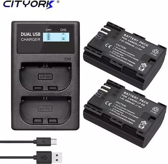 Canon Lp-e6 Battery Storage Box Sd Interface 2pcs Charger