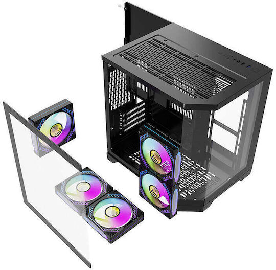 Darkflash FT350 Gaming Midi Tower Κουτί Υπολογιστή με Πλαϊνό Παράθυρο και RGB Φωτισμό Μαύρο