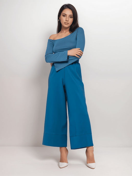 Noobass Women's High Waist Culottes with Elastic Blueberry