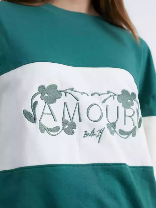 Sweatshirt Γυναικείο Φούτερ Green/white
