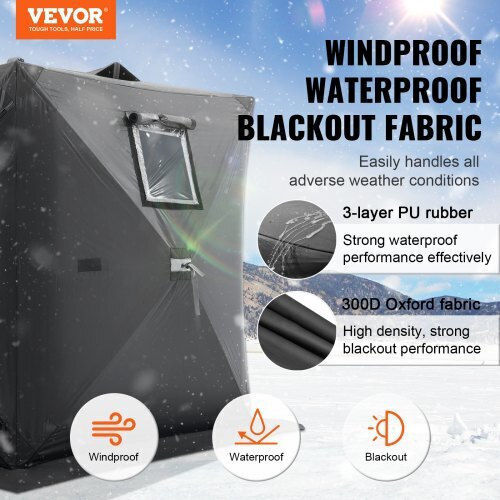 Vevor Winter Fishing Tent Pop Up Black for 2 People 165x150x165cm Fishing Tent