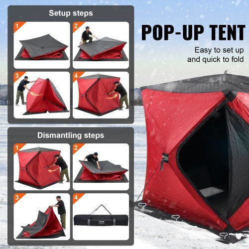 Vevor Fishing Tent Red for 4 People 180x180x200cm Fishing Tent