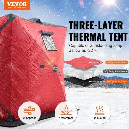 Vevor Fishing Tent Red for 4 People 180x180x200cm Fishing Tent
