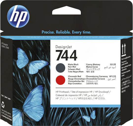 HP 744 Оригинален Мастило за мастиленоструен принтер Матово черно / Червено (F9J88A)