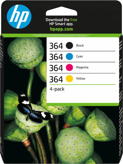 HP 364 Original Pack of 4 InkJet Printer Inks Yellow / Cyan / Magenta / Black (N9J73AE)