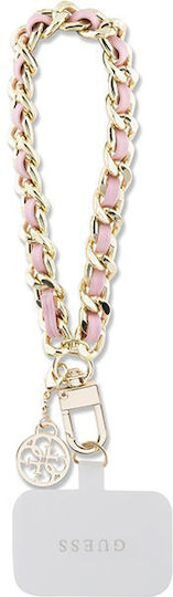 Guess Universal Hand Strap Saffiano Chain 4G Charm Wrist Strap for Mobile Phones Rose Gold