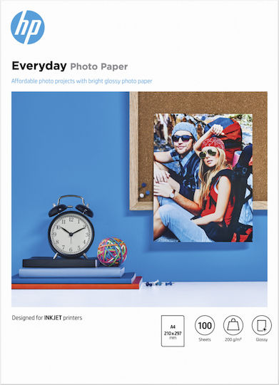 HP Everyday Glossy Photo Paper A4 (21x30) 200gr/m² for Printers Inkjet 100 Sheets