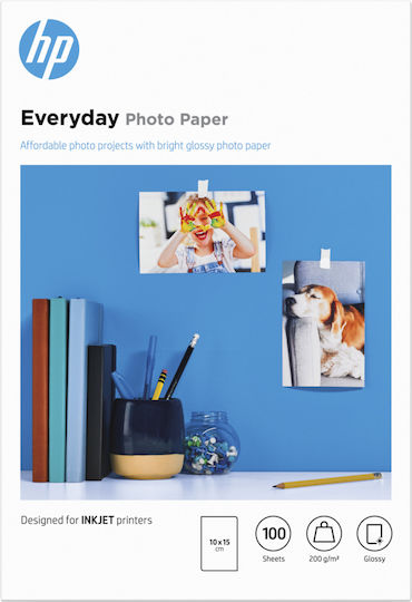 HP Everyday Glossy Photo Paper A6 (10x15) 200gr/m² for Printers Inkjet 100 Sheets