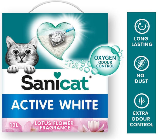 Sanicat Active White Άμμος Γάτας Μπετονίτης με Άρωμα Λουλουδιών 10lt