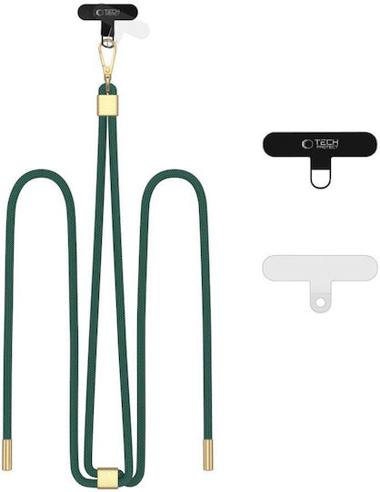 Tech-Protect C2s Rope Crossbody Strap Hunter Λουράκι Λαιμού για Κινητά Green/gold