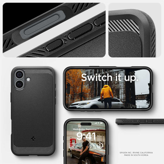 Spigen Rugged Armor Magfit Umschlag Rückseite Kunststoff 0.3mm Matte Black (iPhone 16 Plus)