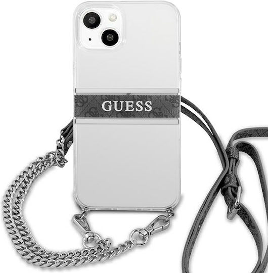 Guess Umschlag Rückseite Leder mit Band Transparent / Gray (iPhone 13 Mini)