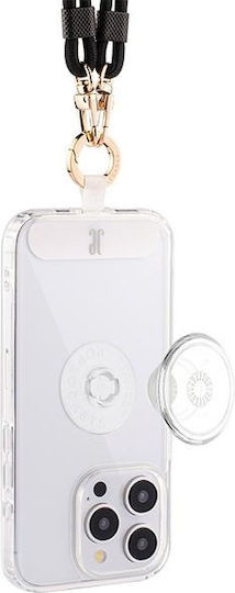 Just Elegance Popgrip Back Cover Silicone / Plastic with Strap Transparent (iPhone 15 Pro)