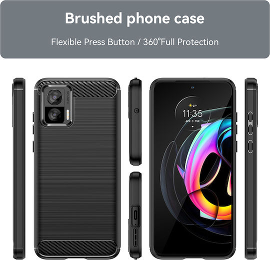 Techsuit Carbon Back Cover Silicone Black (Motorola Edge 50 Neo / Edge 60 Neo)