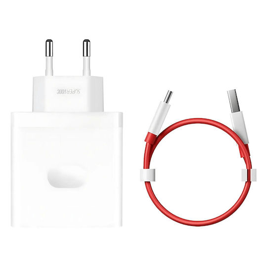 OnePlus Φορτιστής με Θύρα USB-A και Καλώδιο USB-C 100W Power Delivery Λευκός (SUPERVOOC)