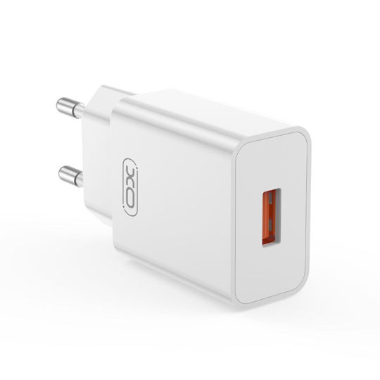 XO Φορτιστής GaN με Θύρα USB-A και Καλώδιο USB-C 18W Quick Charge 3.0 Λευκός (L127)