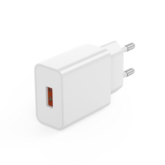 XO Φορτιστής GaN με Θύρα USB-A και Καλώδιο USB-C 18W Quick Charge 3.0 Λευκός (L127)