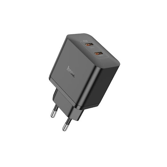 Hoco Φορτιστής Χωρίς Καλώδιο με 2 Θύρες USB-C 45W Power Delivery Μαύρος (N35 Streamer)