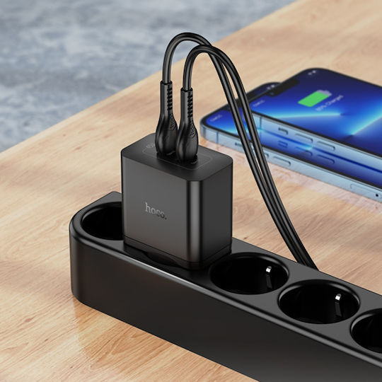 Hoco Φορτιστής Χωρίς Καλώδιο με 2 Θύρες USB-C 45W Power Delivery Μαύρος (N35 Streamer)