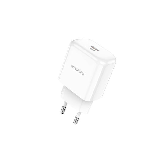 Borofone Charger Without Cable with USB-C Port 20W Power Delivery / Quick Charge 3.0 Whites (BN3)