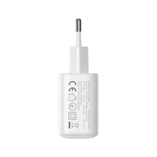Joyroom Charger Without Cable with USB-C Port 20W Power Delivery / Quick Charge 3.0 Whites (JR-TCF20)