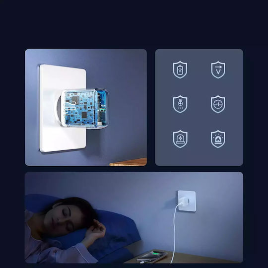 Joyroom Charger Without Cable with USB-C Port 20W Power Delivery / Quick Charge 3.0 Whites (JR-TCF20)
