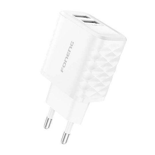 Foneng Charger with 2 USB-A Ports and Cable Lightning Whites (EU53)