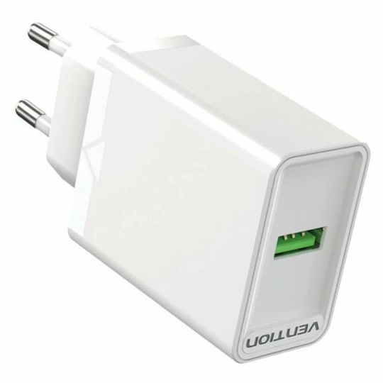 Vention Φορτιστής Χωρίς Καλώδιο με Θύρα USB-A 18W Quick Charge 3.0 Λευκός (FABW0-EU)
