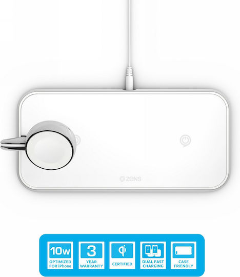 Zens Ασύρματος Φορτιστής (Qi Pad) Λευκός