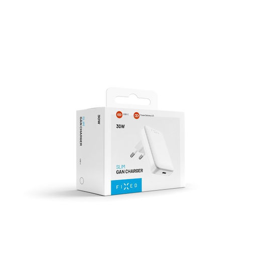 Fixed Зарядно без кабел GaN с USB-C порт 30W Power Delivery Бял (FIXCG30S-C-WH)